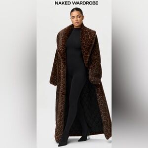 FAUX FUR LEOPARD LONG COAT - NAKED WARDROBE
